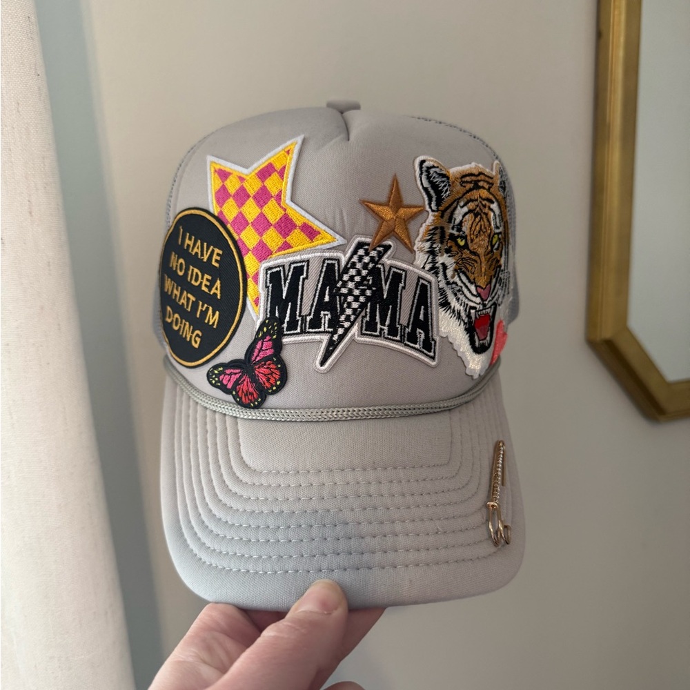 Custom Patchwork Trucker Hat with Tiger & 'MAMA' … - image 3